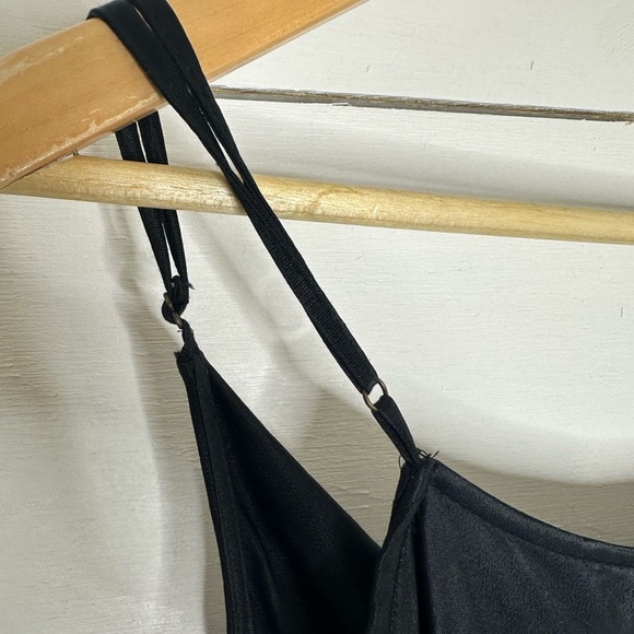 Anthropologie Elyse Satin Slip Dress Cowl Neck Midi Classic Black - Size Large - Picture 7 of 10